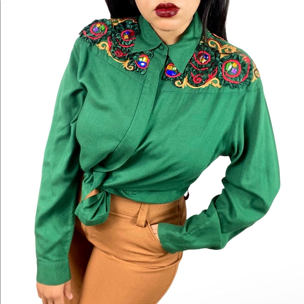 Vintage colorful gems blouse size 10